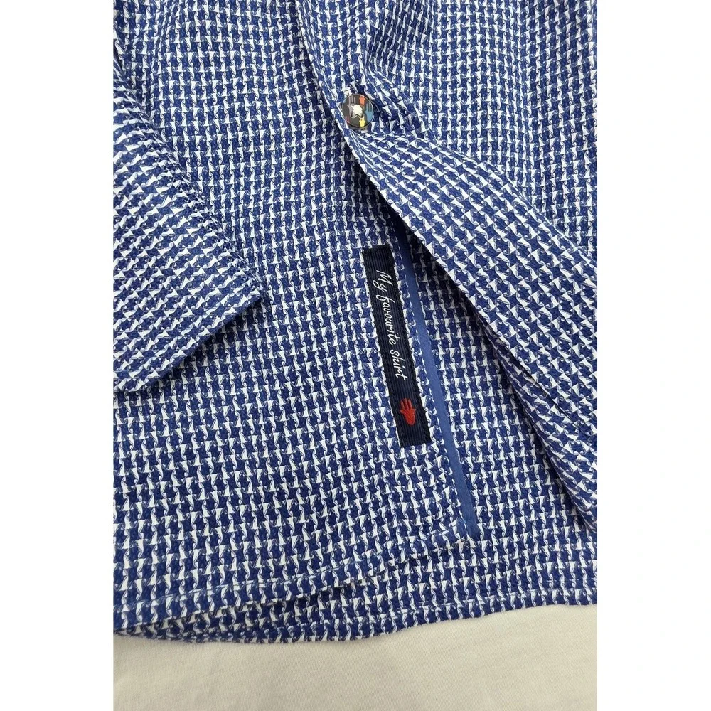 Luchiano Visconti Men's Blue Diamond Pattern‎ Longsleeve Button Down Shirt...